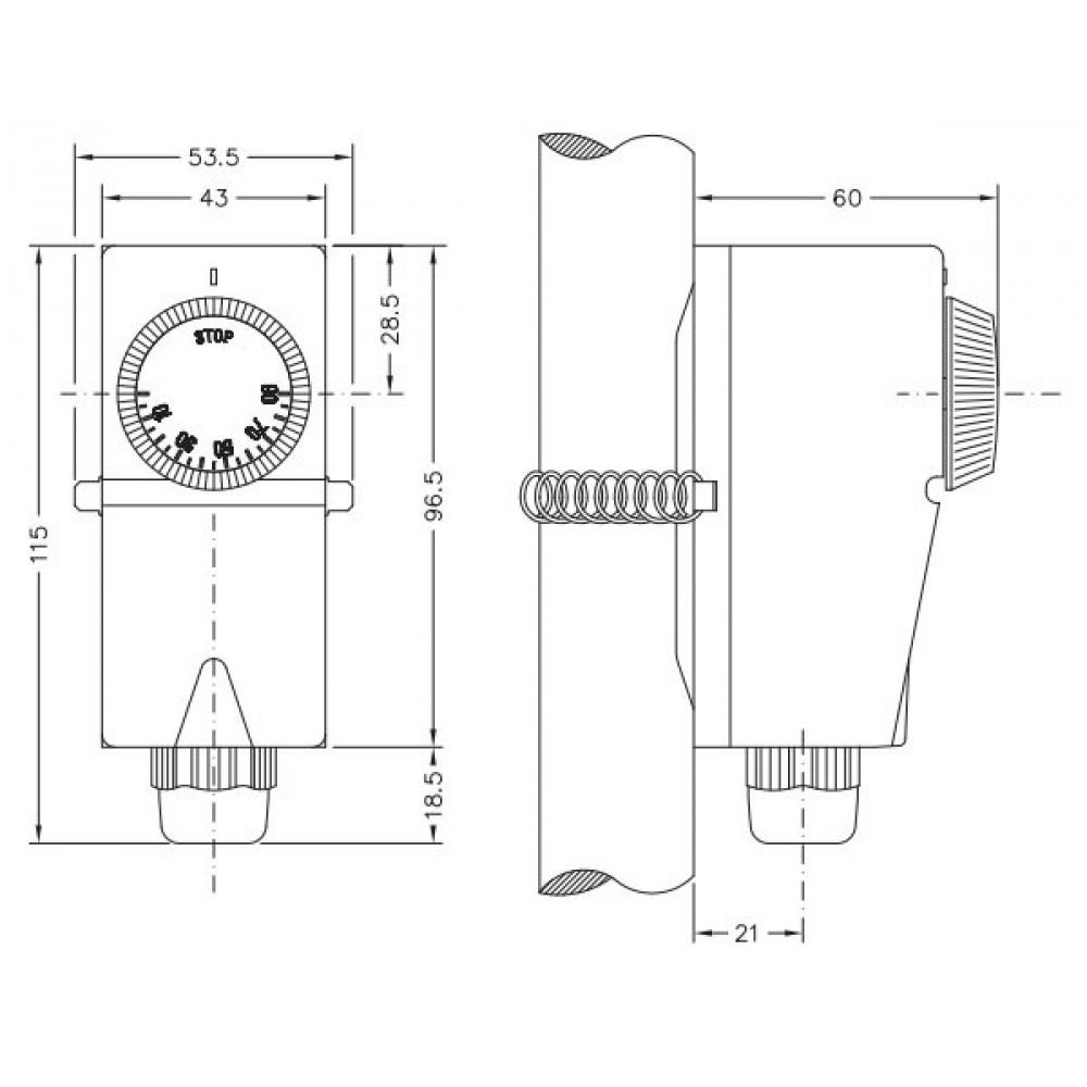 Elektromechanikus érintkező termosztát Cewal, Műanyag tok | Thermostats | Control Devices |