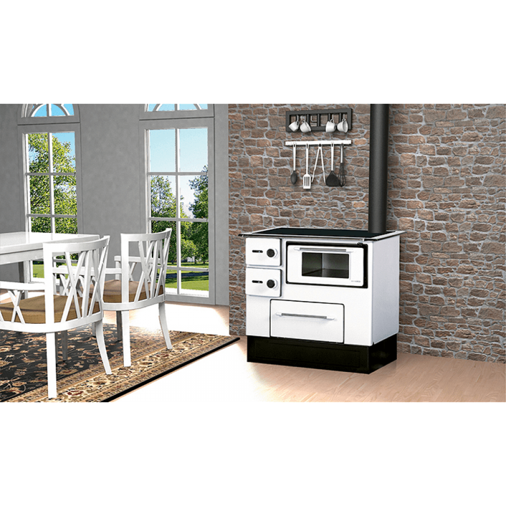 Fatüzelésű tűzhely Alfa Plam Regular 46, fehér, Bal, 5kW | Fatüzelésű tűzhelyek | Fatüzelésű |