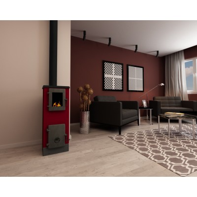 Kályha Alfa Plam Vulkan S, piros, 4kW  - Kályha
