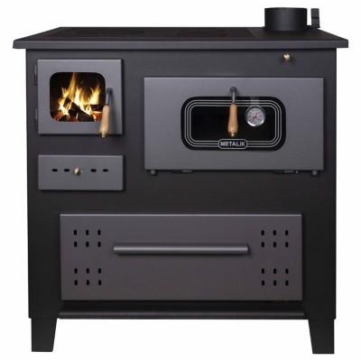 Wood burning cooker BALKAN ENERGY, model ELEGANT with glass, colored doors, movable iron panel, 8 kW - Fatüzelésű tűzhelyek