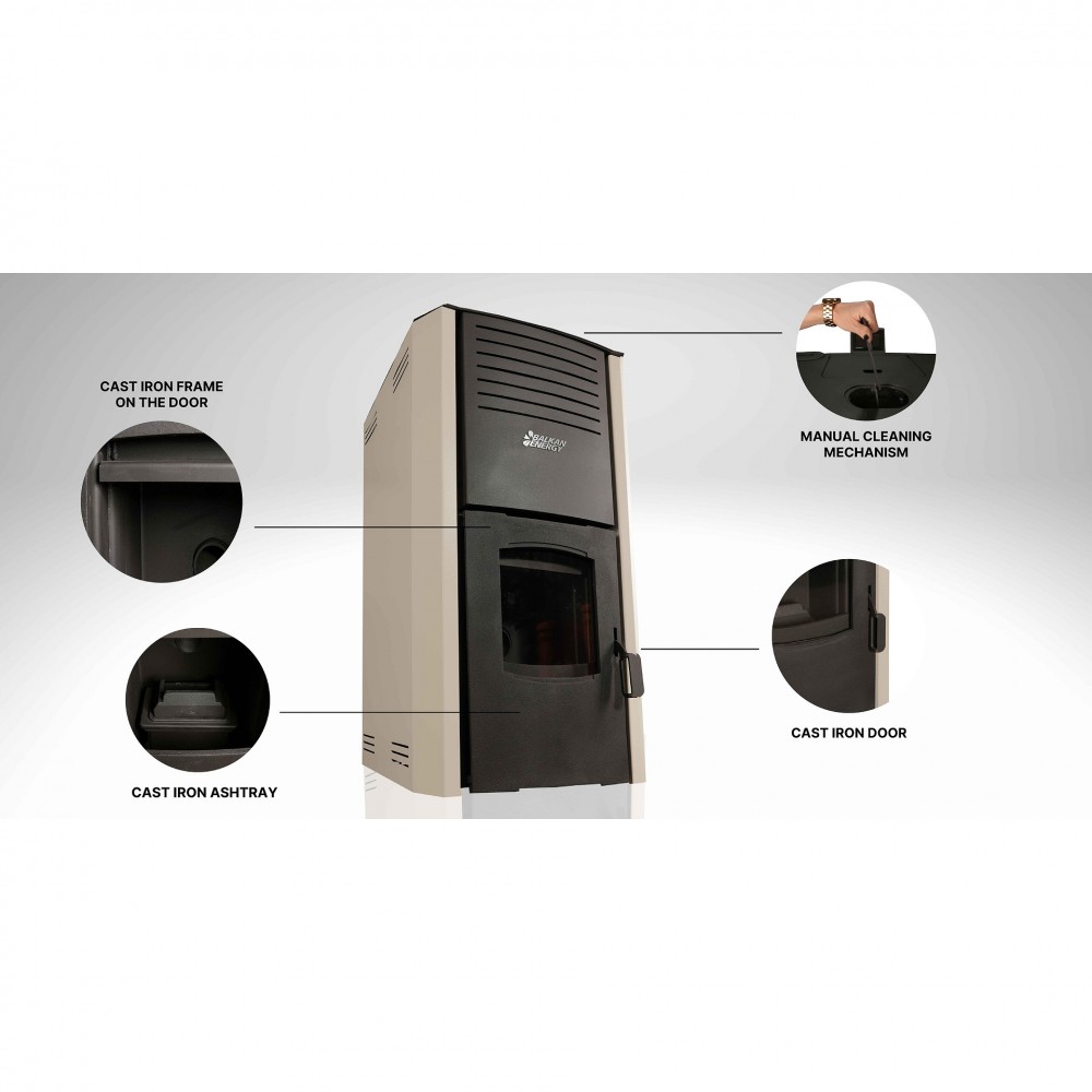 Vízteres pellet kályha Balkan Energy Sofia Őszibarack, 25kW | Vízteres pellet kályhak | Pellet kályhák |