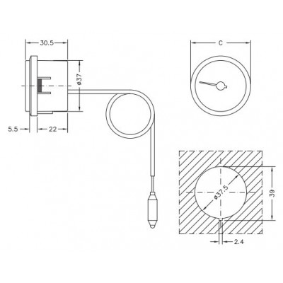 Capillary thermometer Cewal, Plastic case DN50 - Központi fűtés