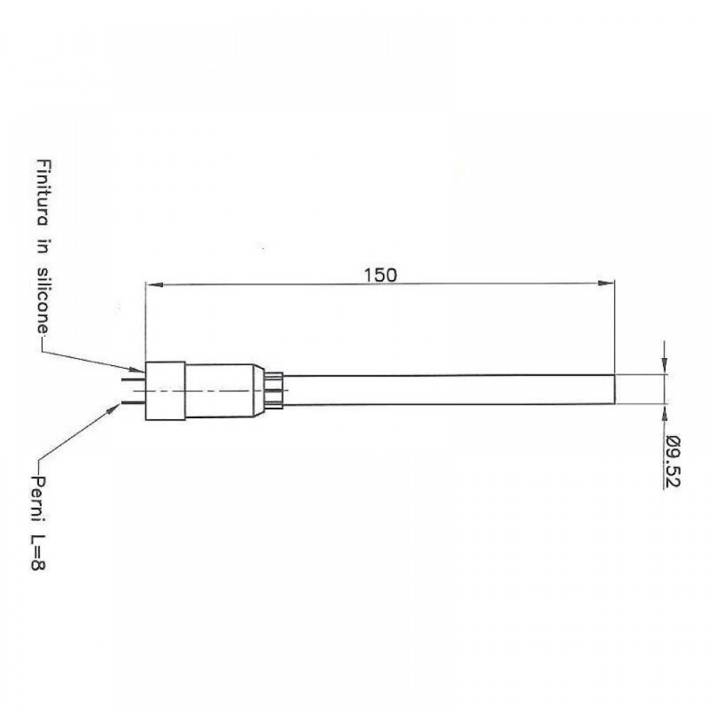 Pellet kályha gyújtó / ellenállás Enviro légcsatornás csővel, teljes hossz 153mm, 230W | Pellet kályha gyújtók / ellenállások | Pellet kályha alkatrészek |