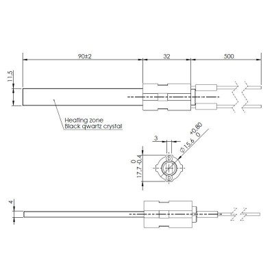 Pellet kályha gyújtó / ellenállás fekete kvarckristállyal számára Eco Spar, BURNiT, Palazzetti, Ravelli, MCZ, teljes hossz 122mm, 300W - Termék összehasonlítása