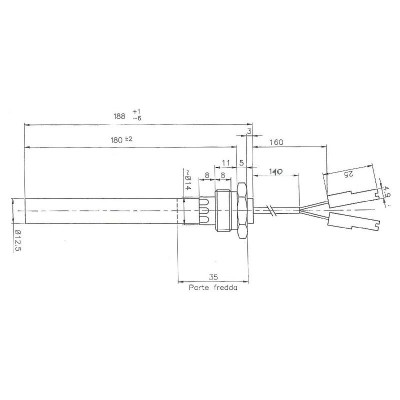 Pellet kályha gyújtó / ellenállás Palazzetti és mások, teljes hossz 188mm, 350W - Pellet kályha gyújtók / ellenállások