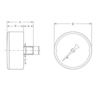 Axial manometer Cewal, Rear connection - Központi fűtés