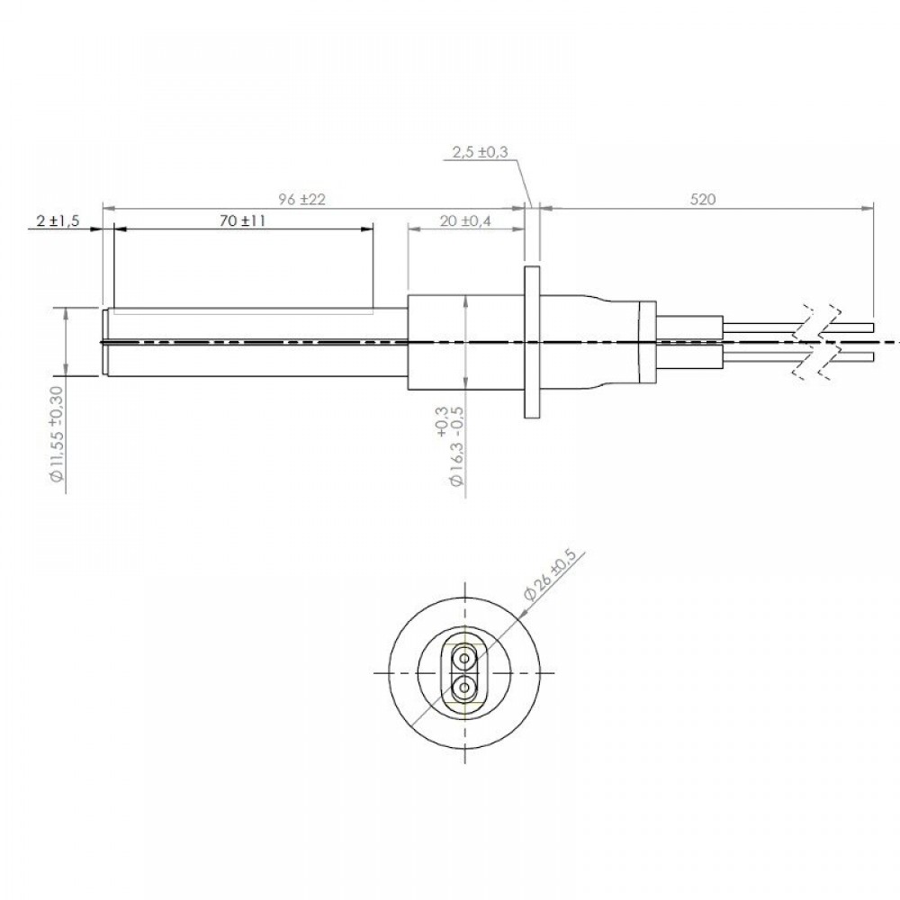 Kerámia pellet kályha gyújtó / ellenállás ETA, Grant Spira, ComfortBilt és mások, teljes hossz 107mm, 260W | Pellet kályha gyújtók / ellenállások | Pellet kályha alkatrészek |