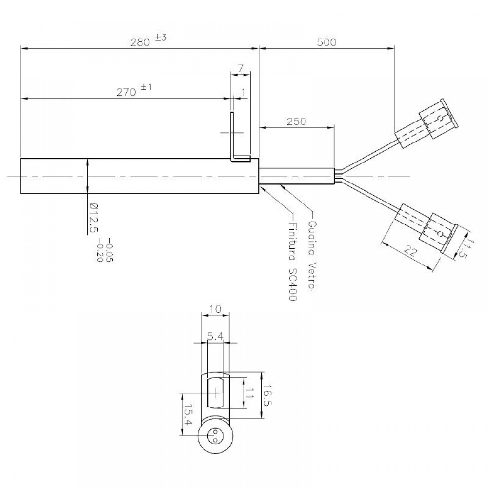 Pellet kályha gyújtó / ellenállás Edilkamin és egyéb, teljes hossz 280mm, 470W | Pellet kályha gyújtók / ellenállások | Pellet kályha alkatrészek |