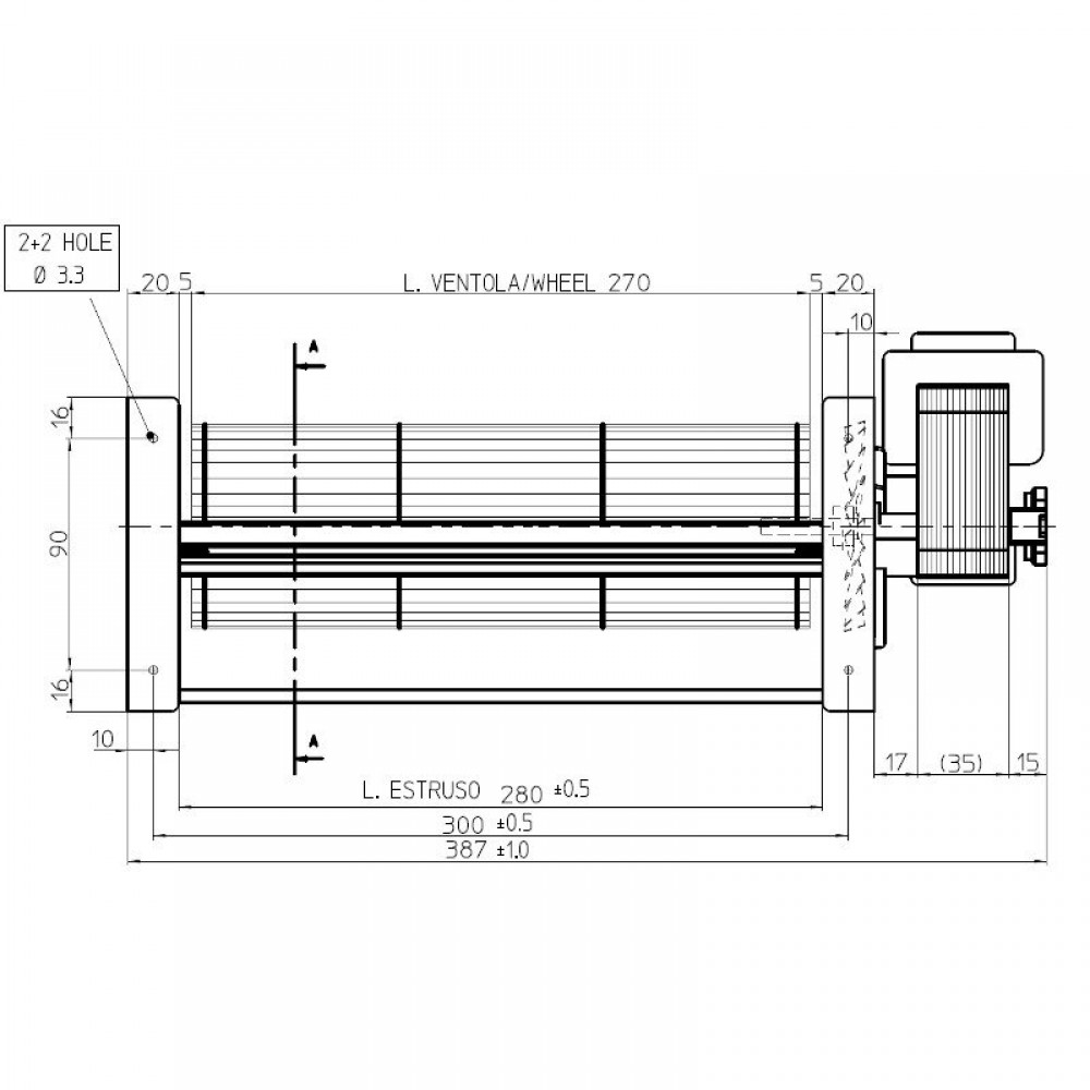 Tangenciális ventilátor pellet kályhákhoz Sideros és mások, Ø80 mm-rel, áramlási sebesség 305 m³/h | Pellet kályha fúvók és ventilátorok | Pellet kályha alkatrészek |