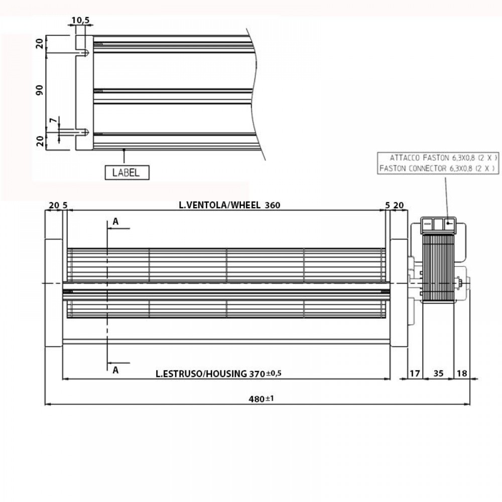 Tangenciális ventilátor Ø80 mm-es pellet kályhákhoz Eva Calor, Prisma, áramlás 251-302 m³/h | Pellet kályha fúvók és ventilátorok | Pellet kályha alkatrészek |