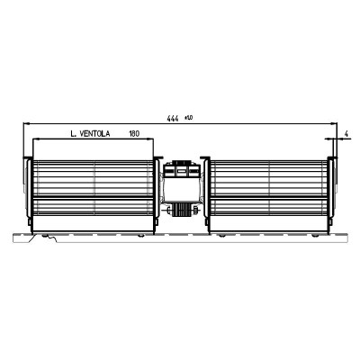 Dupla keresztáramú ventilátor Fergas pellet kályhákhoz Cadel, Ravelli, Edilkamin és mások, Ø60 mm, átfolyás 168 m³/h, 360 mm - Pellet kályha fúvók és ventilátorok