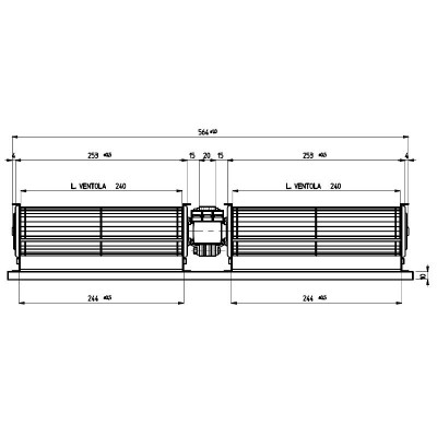 Dupla keresztáramú ventilátor pellet kályhákhoz Cadel, Ravelli, Edilkamin és mások, Ø60 mm-rel, áramlási sebesség 168 m³/h - Pellet kályha fúvók és ventilátorok