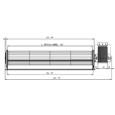 Tangenciális ventilátor Fergas Superior és egyéb pellet kályhákhoz, Ø60 mm, áramlás 290 m³/h - Fergas