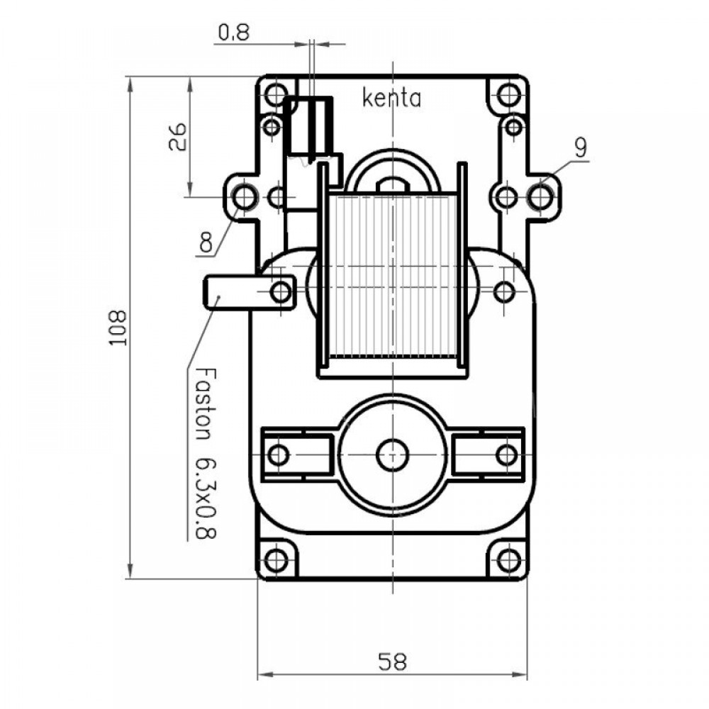 Üreges tengelyű pellet kályha hajtóműves motor Kenta K9117153, 5 ford./perc pelletkályhához Ambiente E Calore, Bestfire, Cadel, Deville, Karmek One, Puros, Qlima, Italiana Camini és mások | Pellet kályha hajtóműves motorok | Pellet kályha alkatrészek |