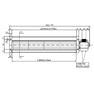 Tangenciális ventilátor pellet kályhákhoz Cadel, Deville, Edilkamin és mások, Ø60 mm-rel, áramlási sebesség 190 m³/h - Fergas