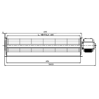 Tangenciális ventilátor Fergas pellet kályhákhoz Edilkamin, Cadel és mások, Ø60 mm, áramlás 250 m³/h - Fergas