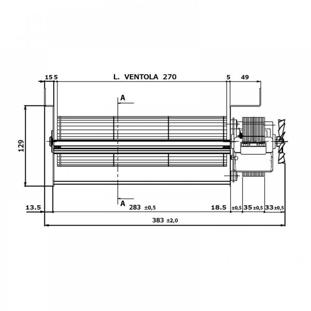 Tangenciális ventilátor Fergas pellet kályhákhoz Edilkamin és egyéb Ø80 mm-es, áramlási sebesség 337 m³/h | Fúvók és ventilátorok | Pellet kályha alkatrészek |