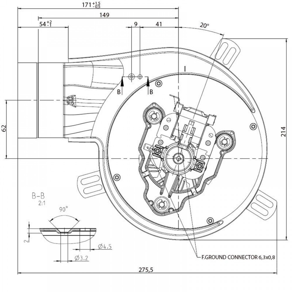 Füstelszívó EBM Elite, Equation, Ferroli, Karmek One és mások pellet kályhákhoz, Maximális légáramlás 165 m³/h | Fúvók és ventilátorok | Pellet kályha alkatrészek |