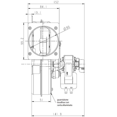 Füstelszívó ventilátor LN2 Natalini pellet kályhákhoz Eco Spar, AMG, Cadel, Arce, Calecosol, Caminetti Montegrappa, Euroalpi, Moretti Design, Sideros, Deville, Ecoteck, Edilkamin, Emaflam, La Nordica, MCZ, Palazzetti, Palladio, Piazzetta, Qlima, Ravelli, Maximális légáramlás 160 m³/h - Pellet kályha fúvók és ventilátorok