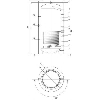 Puffertartály naprendszer, PR 500 modell, kapacitás 500 liter, egy hőcserélő tartály - Puffertartályok