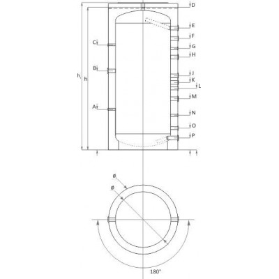 Buffer Tank Sunsystem, Model P 1500, Capacity 1500L, Industrial Vessel - Puffertartály