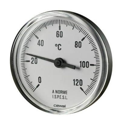 Bimetallic thermoplastic thermometer Cewal, Rear stem 50mm x 1/2'' - Központi fűtés
