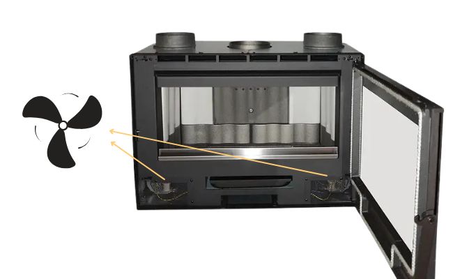 Beépített ventilátor kandallóban